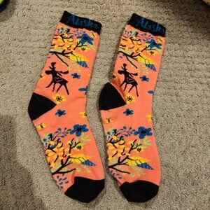 Alaska ladies socks. Moose design. -WORN ONCE